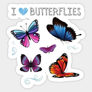 I LOVE BUTTERFLIES | Fun For Butterfly Lovers Sticker